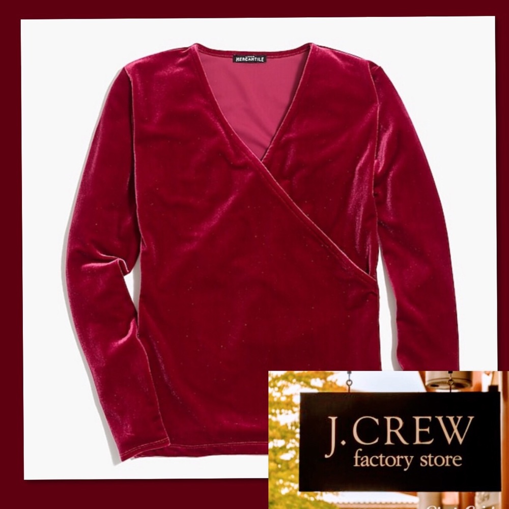 NWT J.CREW MERCANTILE VELVET WRAP TOP